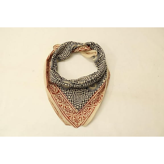 100% Cotton Hand Block Print Bandana for Men & Women | Soft Lightweight Headscarf, Neck Wrap, Face Cover, Hair Accessory