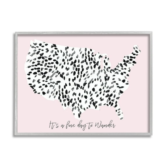 Stupell Indtries Fine Day to Wander Sentiment Patterned Map,30 x 24,Design by Sn Bryant