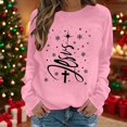 thumbnail image 5 of Christmas Sweatshirts for Women Loose Fit Christian Printed Vintage Xmas Tree Holiday Tops Casual Pullovers (XL, Pink), 5 of 7