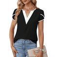 thumbnail image 1 of Camisetas de Corta con Cuello en V para Mujer, Color Negro, Talla XXL, 1 of 8