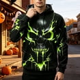 thumbnail image 2 of IWRICH Halloween Skull Hoodies for Men Plus Size Winter Holiday Hooded Sweatshirts Oversize Novelty Printed Pullover Tops Green XL, 2 of 4