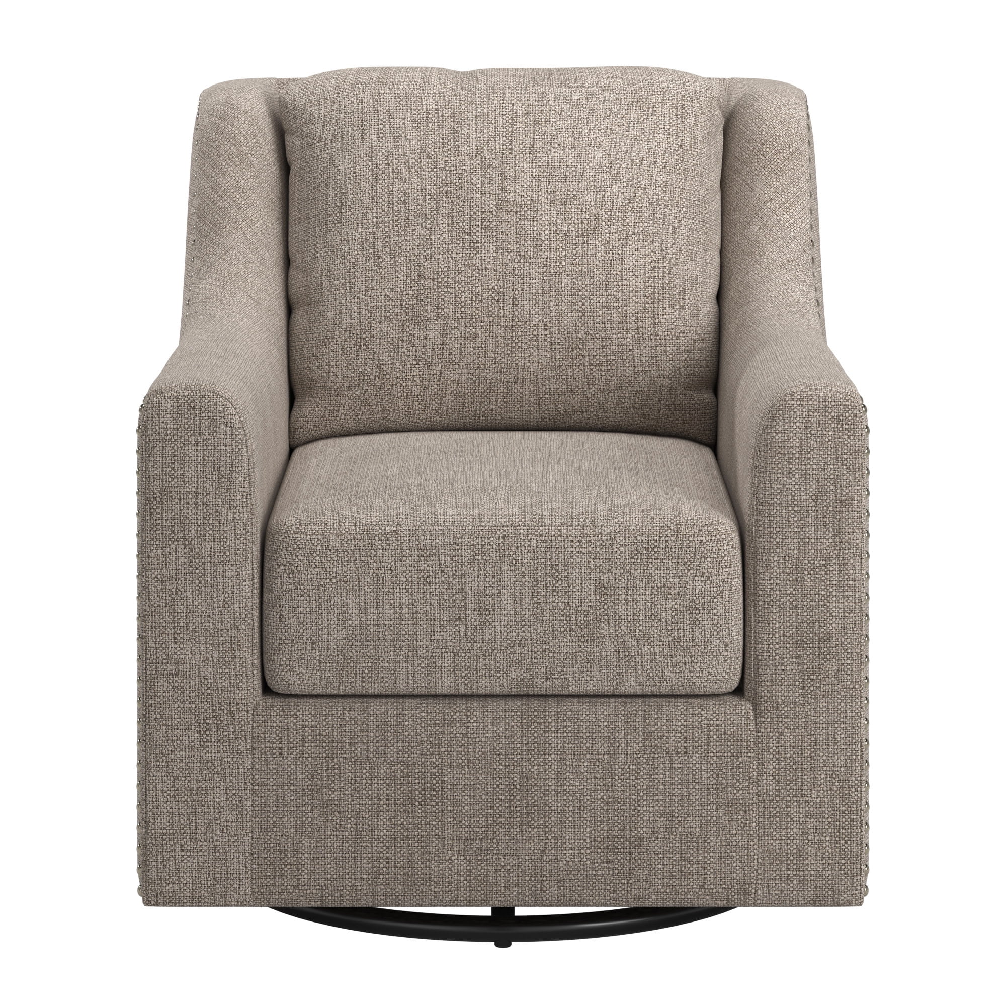 Weston Home Dovelle Nailhead Slope Arm Swivel Chair, Gray
