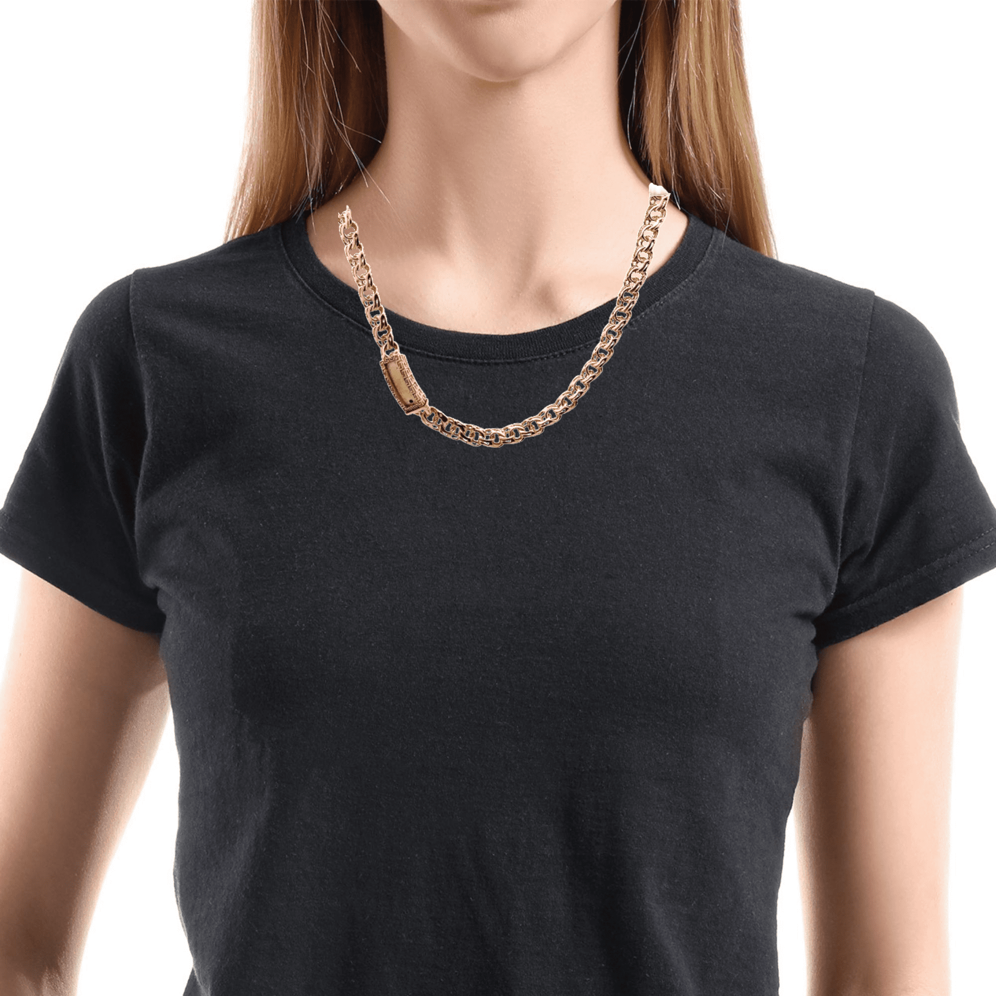 【送料&関税込】ChloAC Necklace Ijaz Jewelers Chino Link Chain with Greek Tribal ID Tag Lock