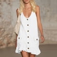 thumbnail image 2 of LIaqionyy Mini Dresses for Womens Cotton Linen Summer Scoop Neck Sleeveless Casual Loose Tunic Tank Sundress, 2 of 6