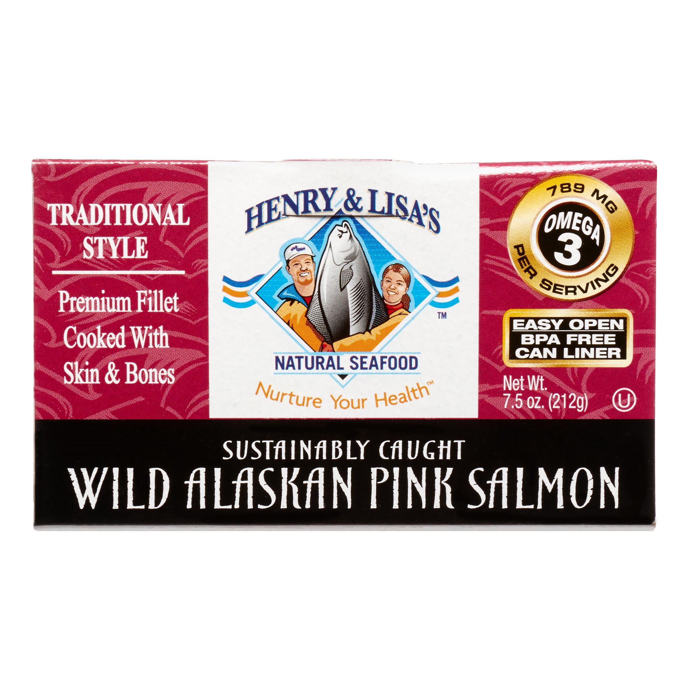 Henry & Lisas Natural Seafood Salmon, Pink, Wild Alaskan, Traditional Style, 7.5 Oz by Henry & Lisa