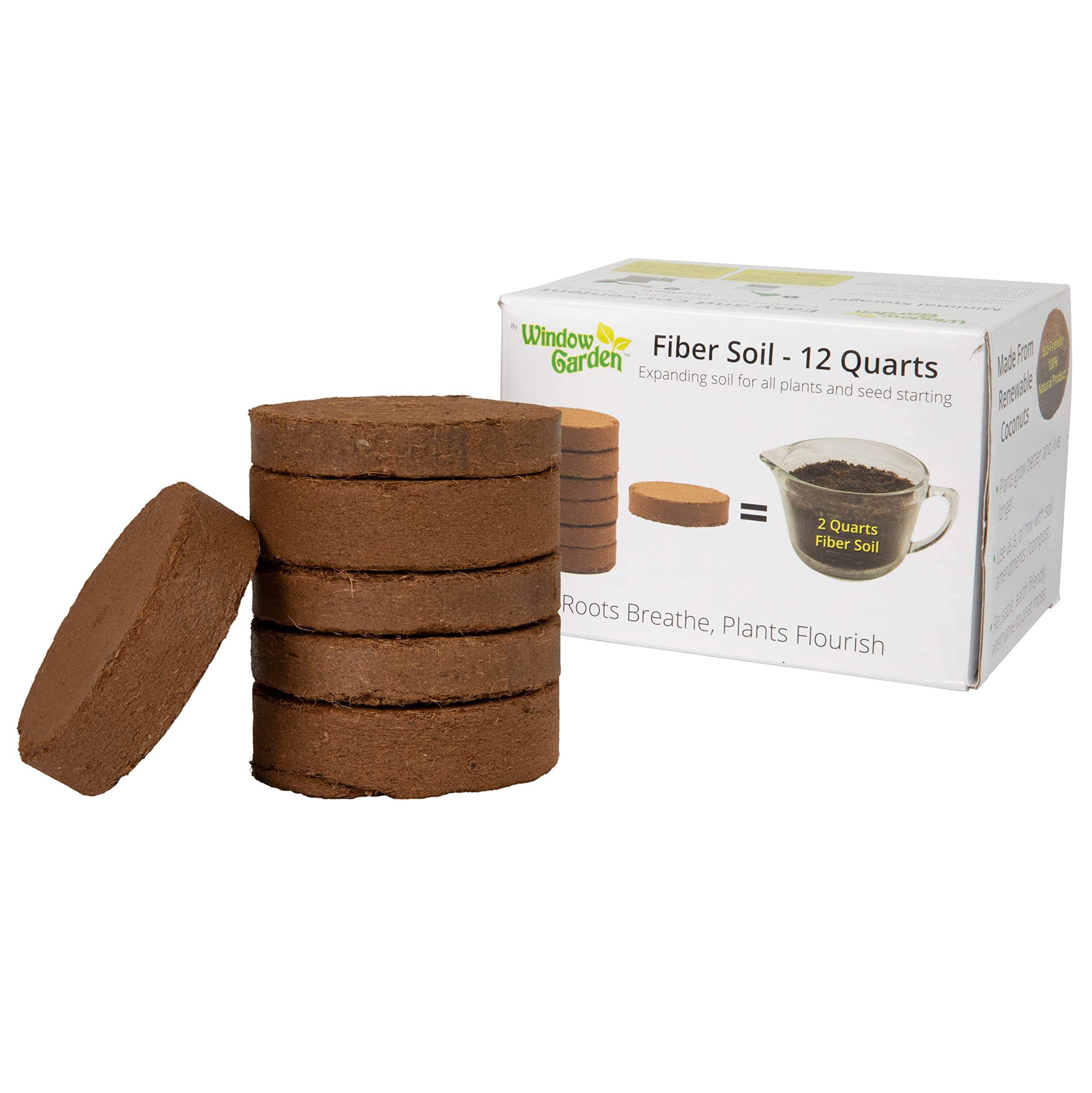 Expanding Organic Fiber Soil 12Qt + Hydrating Bag, Potting Soil For Planting Indoors Or