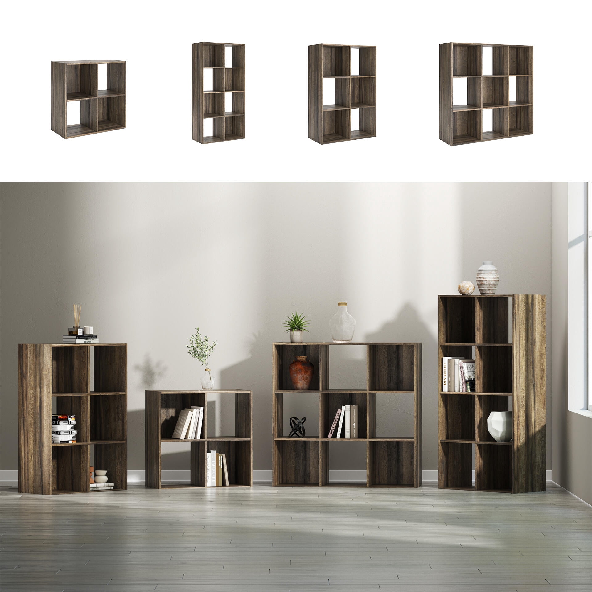 Signature Design by Ashley Shallifer 4 Cube Storage Organizer with Oak Finish