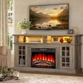 thumbnail image 3 of SESSLIFE Fireplace TV Stand for 65 Inch TV, LED TV Console with 23''Electric Fireplace, Entertainment Center Television Table for Living Room or Bedroom, Wash Gray, 3 of 10