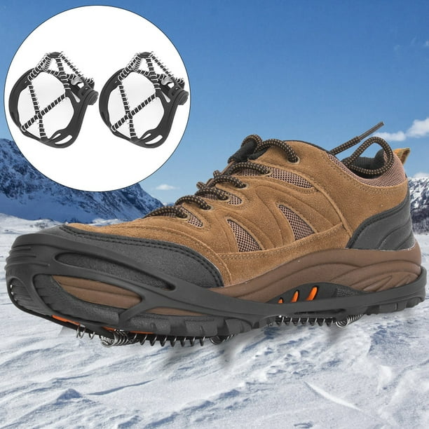 Couvre-chaussures de botte de neige d'hiver, crampons à 10 dents, poignées  pour la randonnée