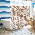 thumbnail image 6 of No Hook Shower Curtain, Palm Tree Monstera Shower Curtains for Bathroom with See Through Top Window, Brown Tan Leaf Boho Botanical Tropical Waterproof & Washable Bath Curtain Stall 48"x72", 6 of 9