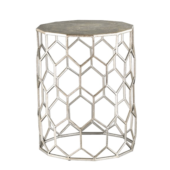 SEI Furniture Clarissa Metal Accent End Table in Antique Silver