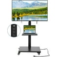 thumbnail image 1 of Support TV Mobile avec Prise de Courant, Chariot TV Roulant Inclinable et Pivotant à 360°, Support TV Portable à Hauteur Réglable sur Roulettes pour Téléviseurs de 32 à 75 Po, Supporte jusqu'à 110 Lb, Chariot TV d'Extérieur avec Roues, 1 of 9