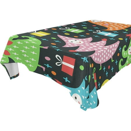 

Hyjoy 60x60inch Christmas Tree Tablecloth Waterproof Washable Polyester Square Table Cover Durable Tablecloth for Kitchen Dining Table Party Decor