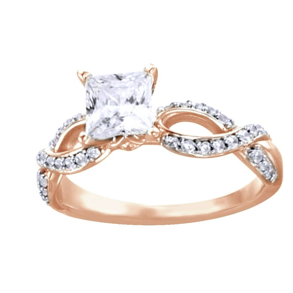 AFFY Princess & White Diamond Infinity Inspired Eternity Band Ring In 10K Rose Gold (0.25 Cttw)