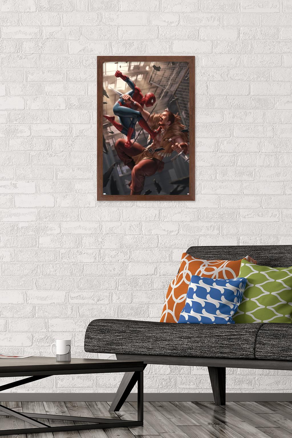 Marvel Comics - Spider-Man - Battle with Kraven Wall Poster, 14.725" x 22.375", Framed