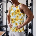 thumbnail image 5 of Goofa Blue White Plaid Sunflower Pattern Men's Workout Tank Top Slim-Fit Tank Quick Dry Fit Muscle Tank Top Beach Tank Top Bodybuilding Sleeveless T Shirt-Small, 5 of 7