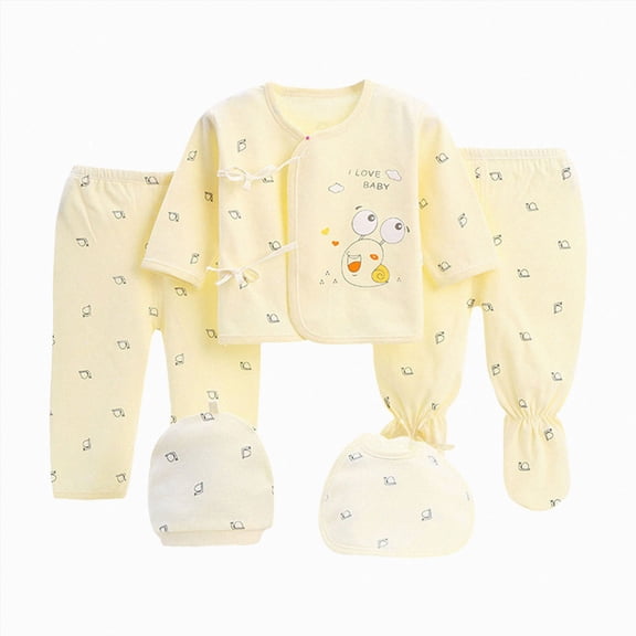 TAmten Baby Girl Clothes 0-3 Months 5PCS Newborn 0-3M Boys Girls Baby Cotton Clothes Bib Tops Hat Pants Suit Outfit Sets OneSize Yellow ,0-3 Months