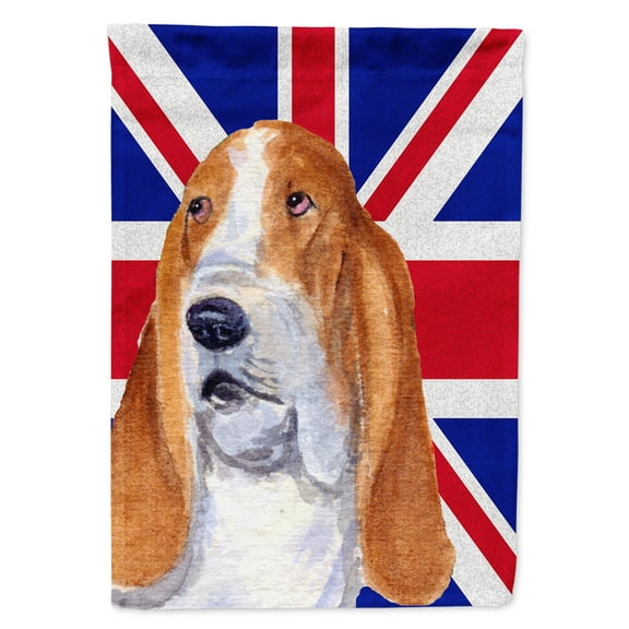 Basset Hound with English Union Jack British Flag Garden Flag