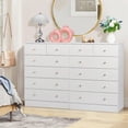 thumbnail image 2 of YYAo Drawer Dresser, Five Layers and Six Drawers Chest of Drawers Matte Gold Handles, Storage Cabinet, White, 2 of 11