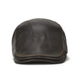thumbnail image 6 of Hat Berets Men Real Leather Flat Caps Male Adjustable Coffee Duckbill Hat Autumn Winter Luxury Directors Caps ,Easy to Wear, 6 of 7