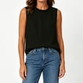 thumbnail image 6 of SSZMDLB Women Plus Size Sleeveless Ruffle Tank Tops Loose Round Neck Basic Tee Solid Boho Casual Summer Tops Vacation Holiday Outfits, Black XL, 6 of 7
