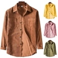 thumbnail image 1 of Camisas de manga larga de pana de Color sólido para hombre y mujer, camisas informales a la moda, 1 of 5