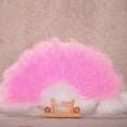 thumbnail image 3 of Vintage Style Marabou Feather Hand Fan Peacock Folding Handheld Fan for Dancing Party Flapper(Pink), 3 of 4