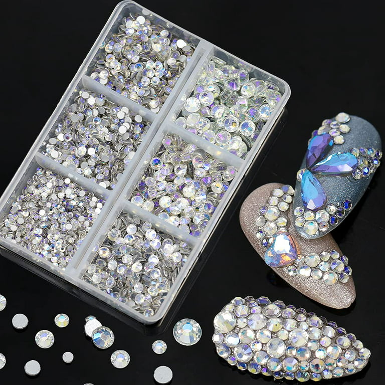 1200pcs Mix Small Resin Rhinestones Diamante Kit Embellishments For Crafts  Nail Art Charms Gems Flatback Clear Crystals Ab 2-6mm