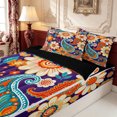 thumbnail image 3 of Erosebridal Purple Paisley Floral Zipper Queen Comforter Set with Fitted Sheet and 2 Pillowcases,Colorful Floral Motif Zipper Bedding Set,Black Reversible,4pcs, 3 of 7