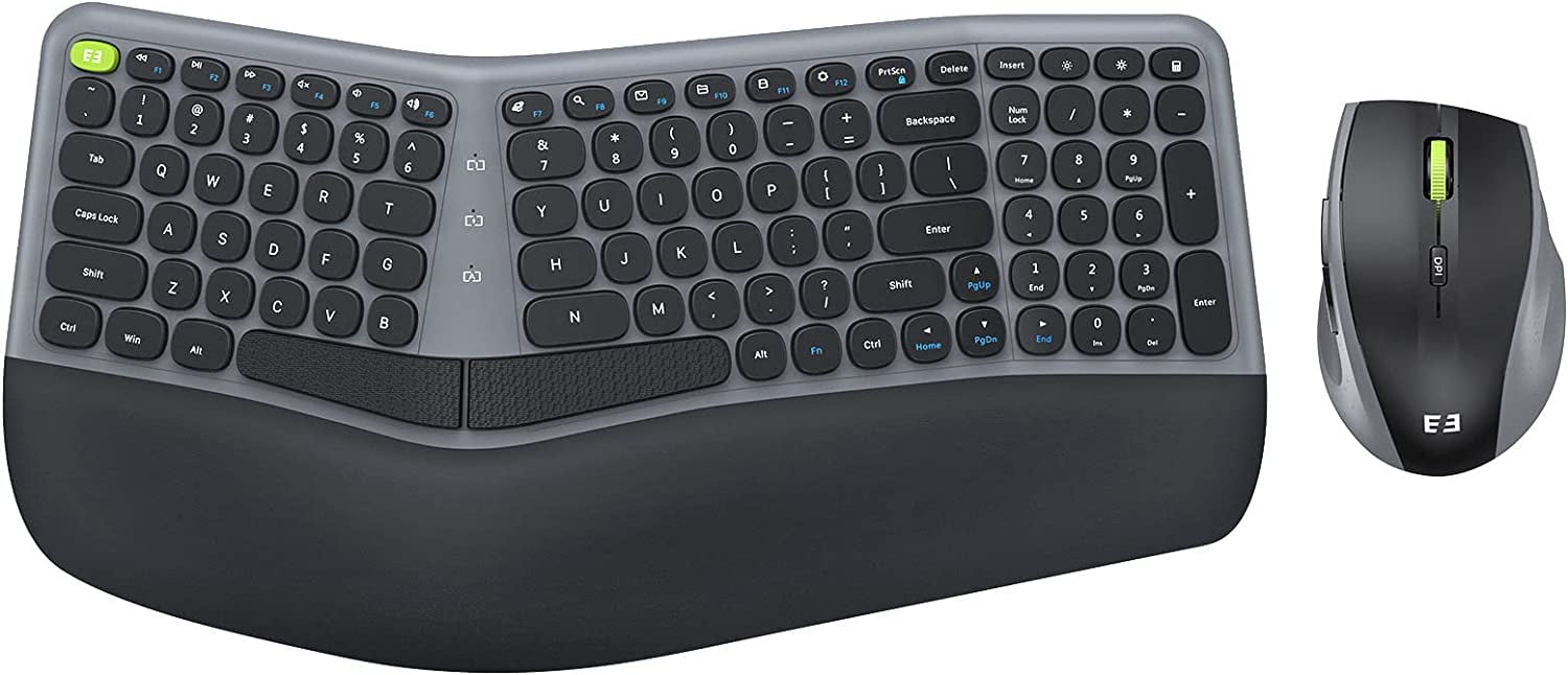 Ergonomic Wireless Keyboard and Mouse, 2.4Ghz USB Receiver Ergo Keyboard with Split Keyboard