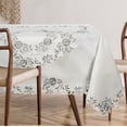 thumbnail image 2 of Ivory Table Cloth - Rectangle Lace Linen Tablecloth Intricate Cutouts Embroidery - Perfect for Kitchen Dining Room Table Home Decor Wedding Receptions - 60 x 120 inches - The Alois Collection, 2 of 6