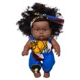 thumbnail image 1 of Muñecas africanas negras de 8 pulgadas, muñecas realistas para bebés, regalo de cumpleaños para niños., 1 of 8