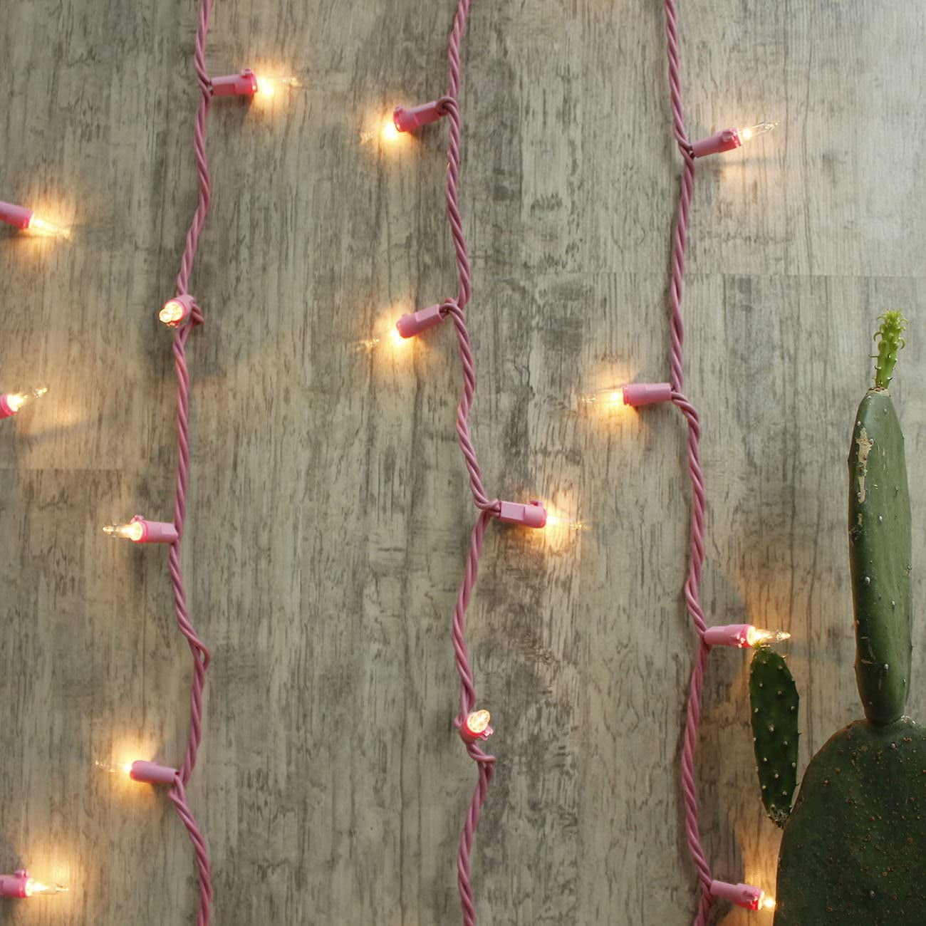 Brite Star 96825 - 50 Light Pink Wire Pink Miniature Light Christmas Light String Set