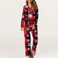 thumbnail image 2 of Feancey Christmas Pj Set Women Plaid Snowflake Print Sleepwear 2 Piece Comfy Soft Button Button Pajamas Lounge Sets Soft Cute Loungewear Outfits Back to School Prime Sales Multicolor S, 2 of 7