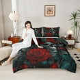 thumbnail image 4 of Homewish Anniversary Red Rose Bedding Comforter Set, Skeleton Skull Twin Comforter Sets, Gothic Romantic Theme Reversible Bedding Set, Lightweight Room Decor, 2 Pieces, 4 of 8