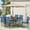 Dark Blue Stackable Chair, variant on SOLAURA 6-Piece Outdoor Patio Dining Set with Umbrella, Patio Furniture Set with Textilene Chairs, Metal Square Dining Table and Brown Umbrella for 4 People, Khaki