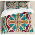 thumbnail image 1 of Spanish Duvet Cover Set King Size, Ethnic Azulejo Talavera with Ottoman Moroccan Effects Portuguese Culture Print, Decorative 3 Piece Bedding Set with 2 Pillow Shams, Multicolor, by Ambesonne, 1 of 3