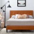 thumbnail image 4 of Rest Haven Ells Square Tufted Upholstered Bed, Queen, Faux Caramel, 4 of 6
