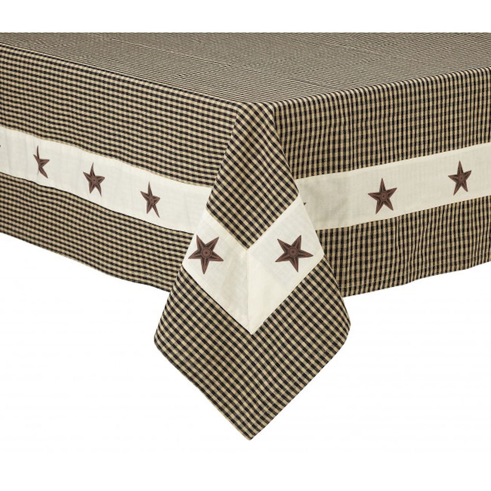 52 "x 52" Small Checks With Black Star Accent Table Cloth