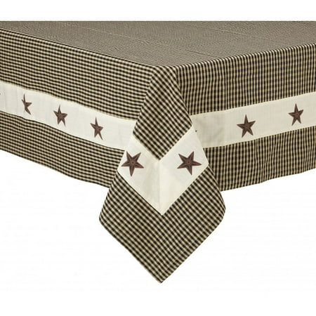 

60 x 86 Oval Small Checks With Black Star Accent Table Cloth