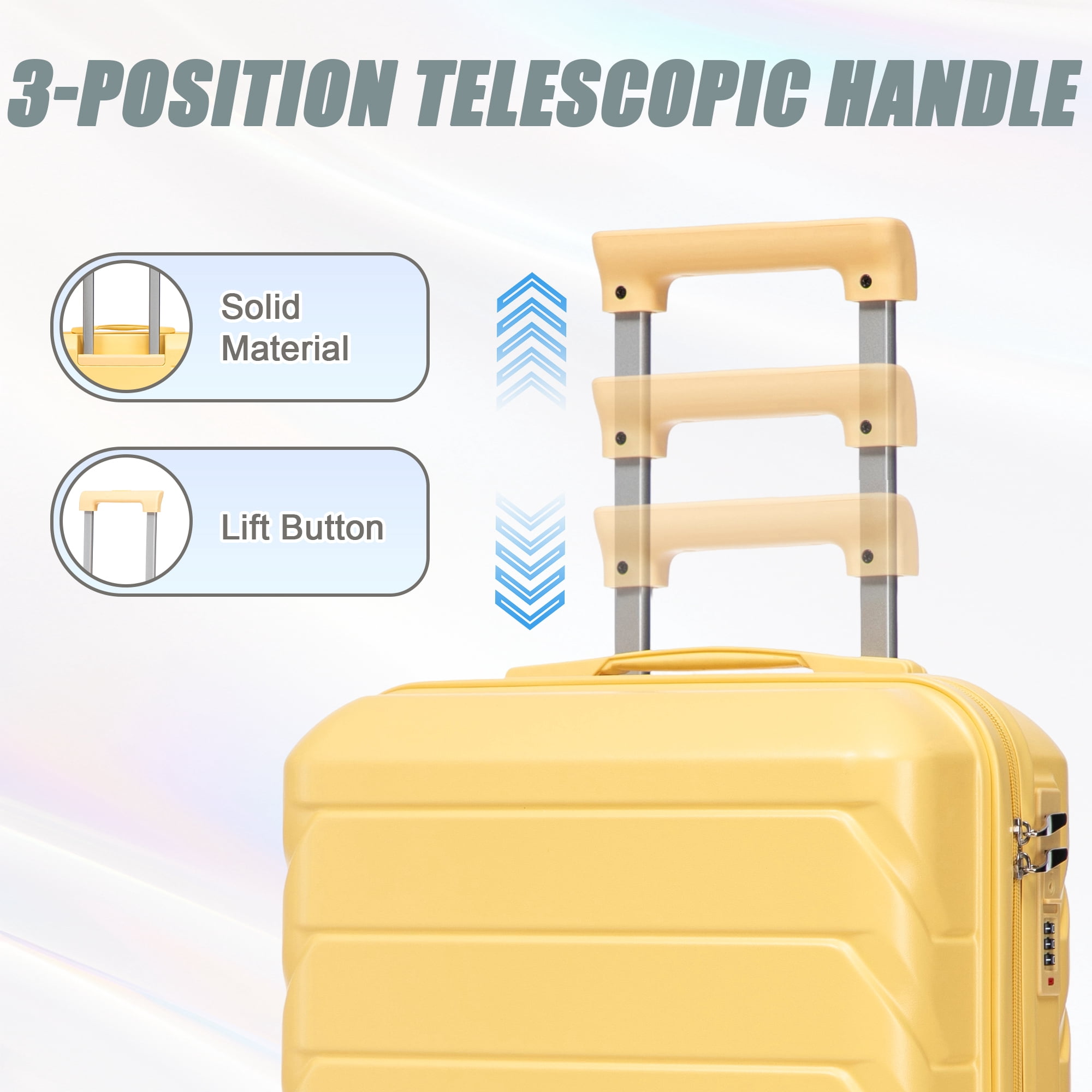 2 Piece in ABS Spinner Wheel Luggage Sets, Hardside Suitcase with Combination Lock,20 inch Carry On Luggage 14 inch Cosmetic Case