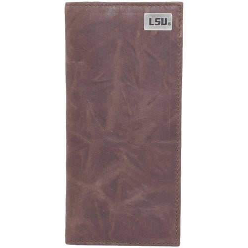 NCAA Lsu Tigers Brown Wrinkle Leather Bifold Concho Wallet One Size 