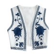 thumbnail image 2 of Chaleco corto informal de estilo boho para mujer, con bordado floral, ideal para el verano. Blanco, 2 of 9