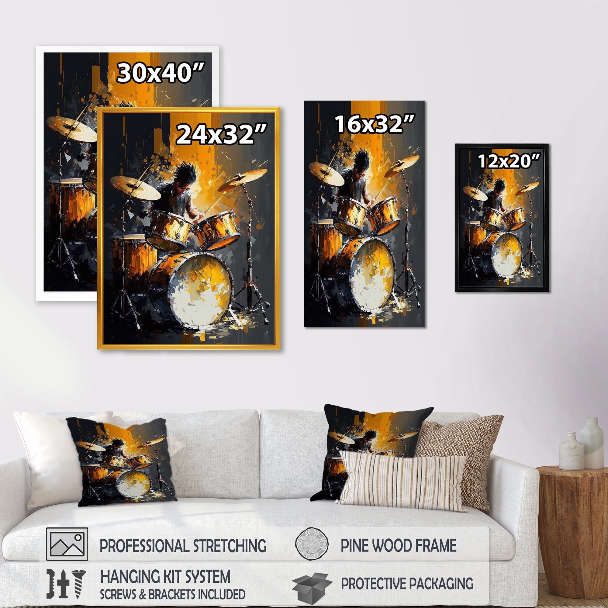 Designart Drummer On Stage Canvas Wall Art