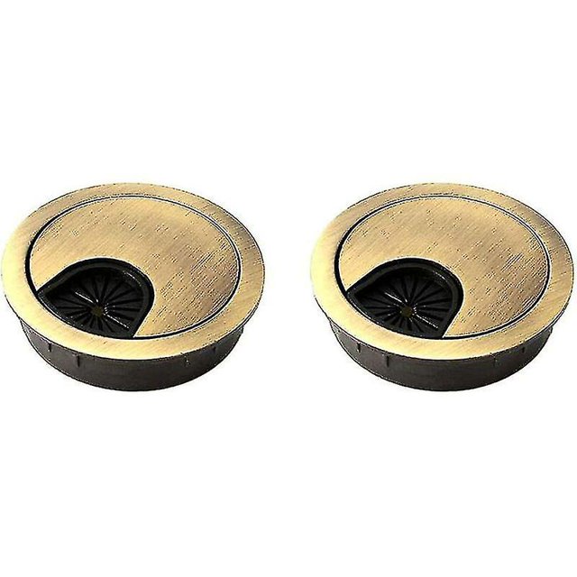 2 piezas de cable noble Pass 60 mm - Tapa de orificio de cable para escritorios, escritorios y encimeras - Material: Aleación de zinc (bronce)