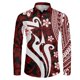 thumbnail image 3 of Camisas hawaianas con estampado 3D de tribu polinesia, camisas casuales de manga larga con cuello alto, blusa con botones para hombre, ropa de otoño, 3 of 5