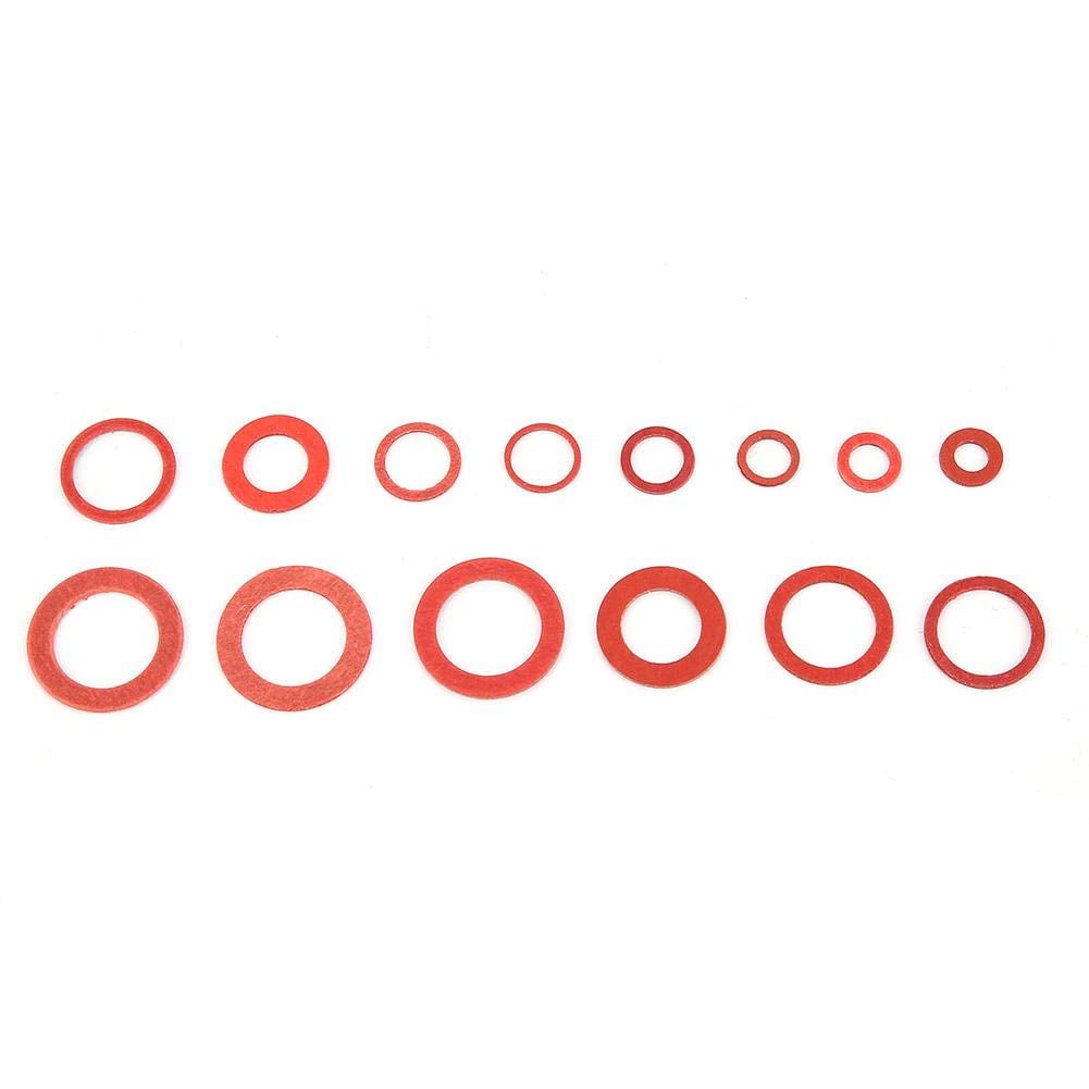 O-Ring Gasket Washer Seal 150pcs Steel Paper Fiber Flat Washers Kit 14 Sizes Red Insulation Washer Assorted Set with Box Washers Plumbing Insulation Tap Washer 