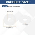 thumbnail image 2 of 85Pcs M4 Nylon Flat Washers Plastic Washer 4mm ID 12mm OD 1mm Thick, White, 2 of 6