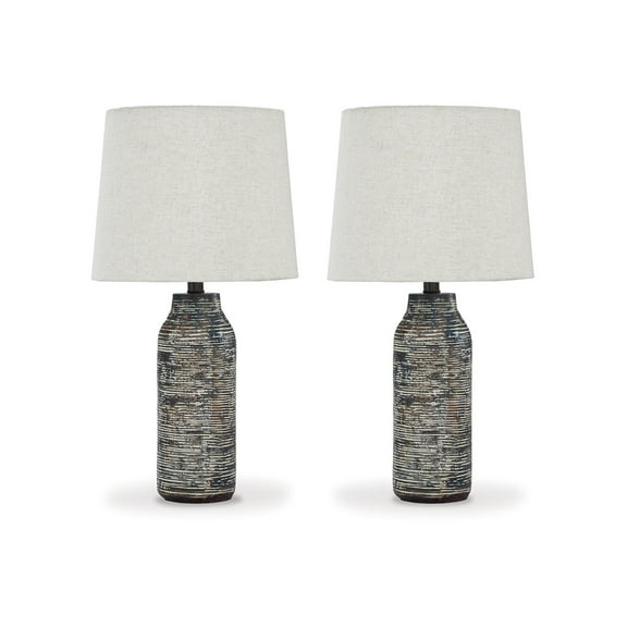 Signature Design by Ashley Casual Mahima Table Lamp (Set of 2)  Black/White