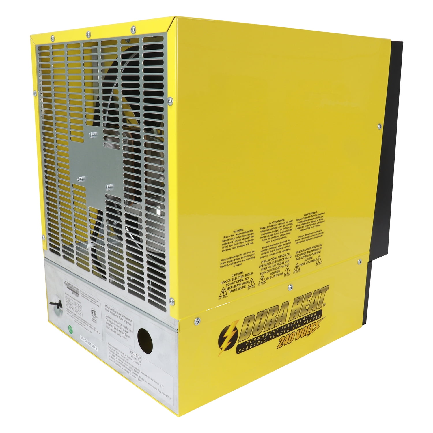 DURA HEAT 240-Volt Hardwired Electric Forced-Air Garage Heater, 10,000 Watts, 34,120 BTUs, Mounting Kit, Remote with Adjustable Thermostat